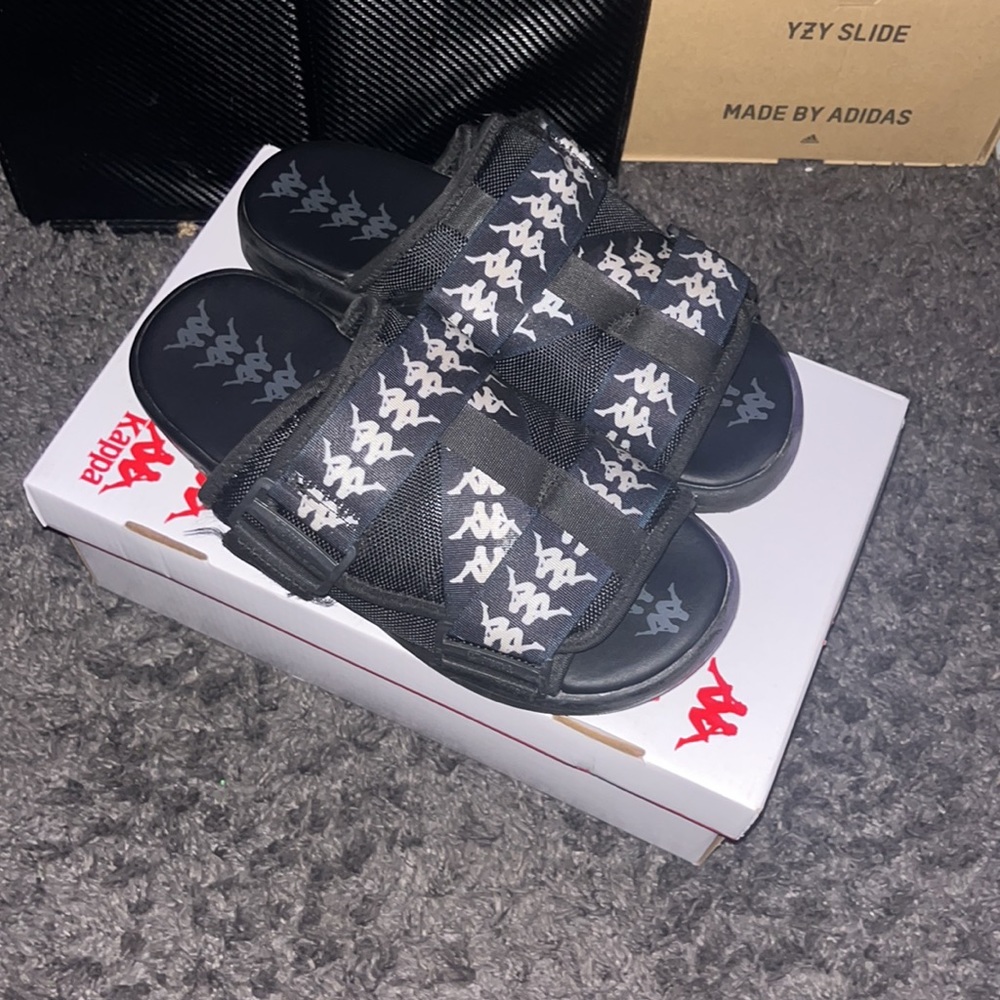 SOLD - 222 BANDA MITEL 1 SANDALS - BLACK WHITE